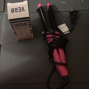 Hair Duo! Verb Hair Oil & Pink & Black Hair Straightener/Curler, BNIB